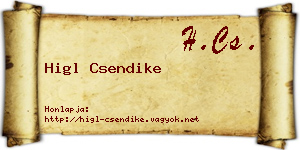 Higl Csendike névjegykártya